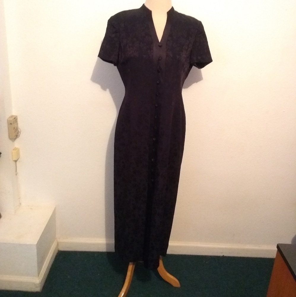 Dana Buchman Navy Blue Floral Maxi Dress